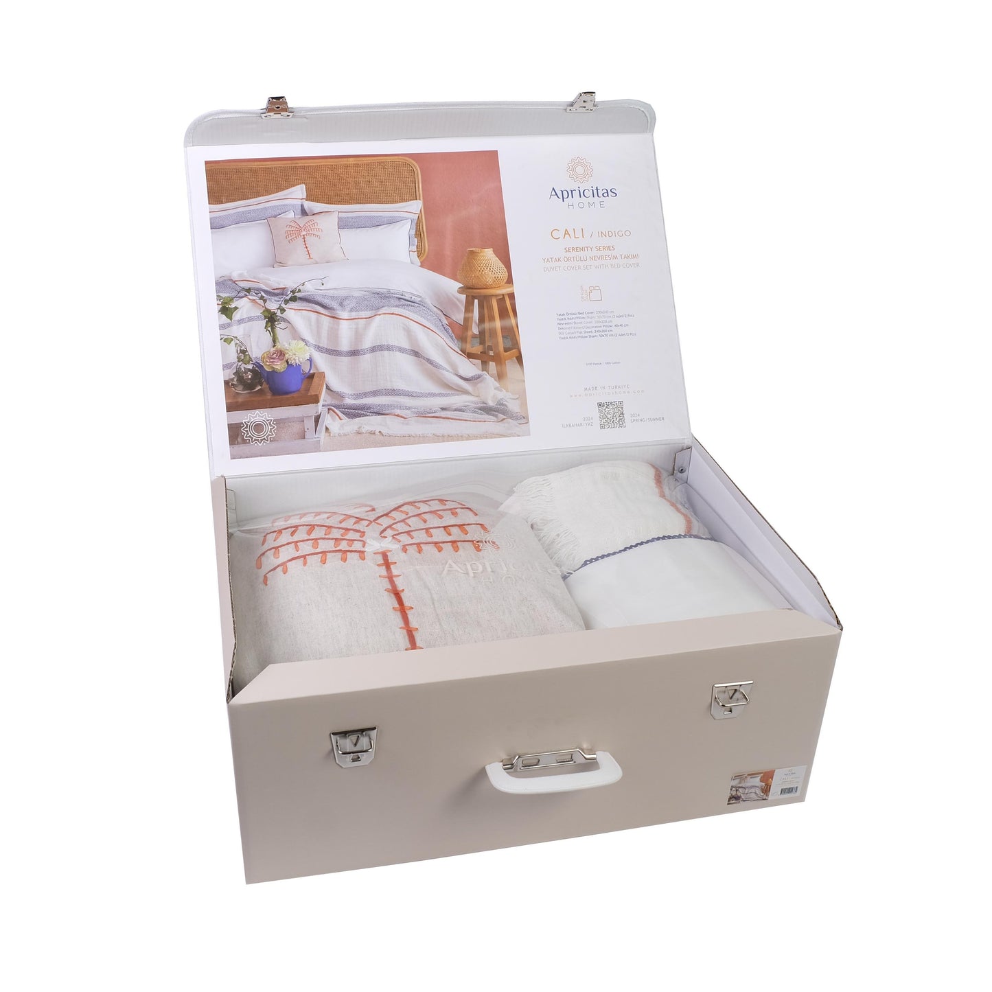 8 pcs DOUBLE SIZE BEDSCOVER SET CALI NAVY