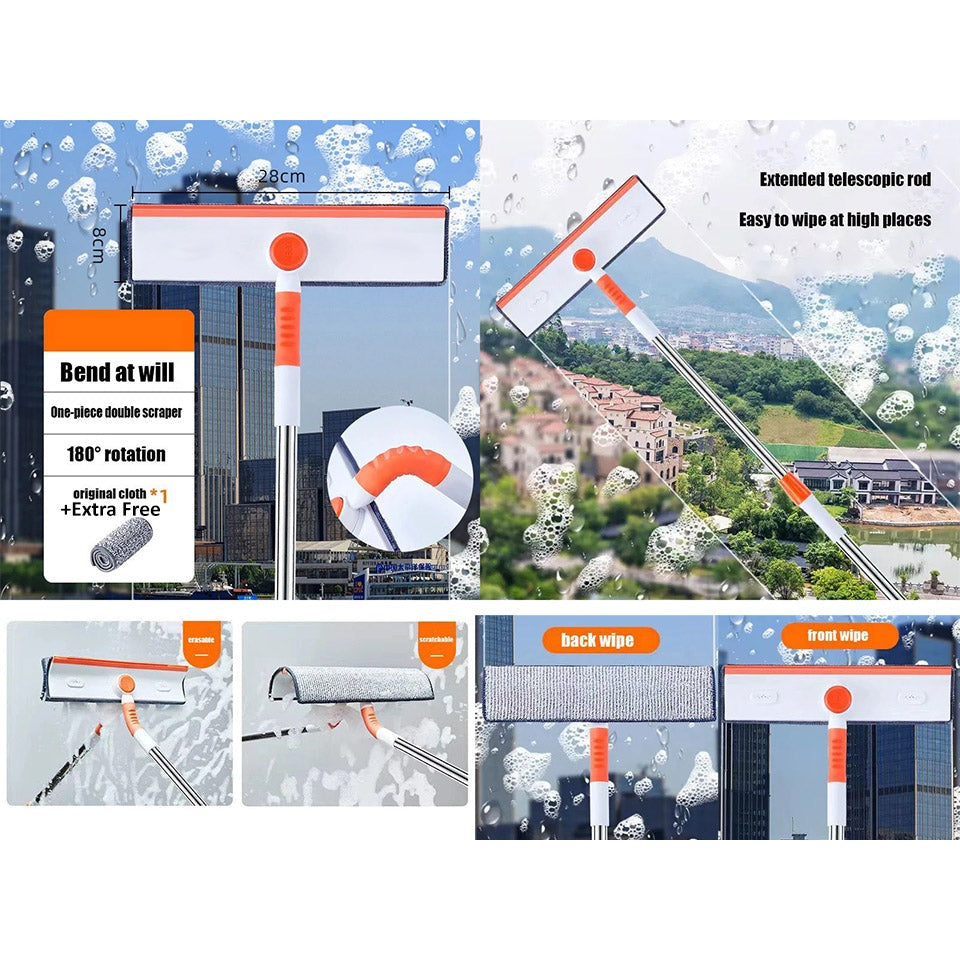 2 in 1 Window cleaner set with extensible handle squeege