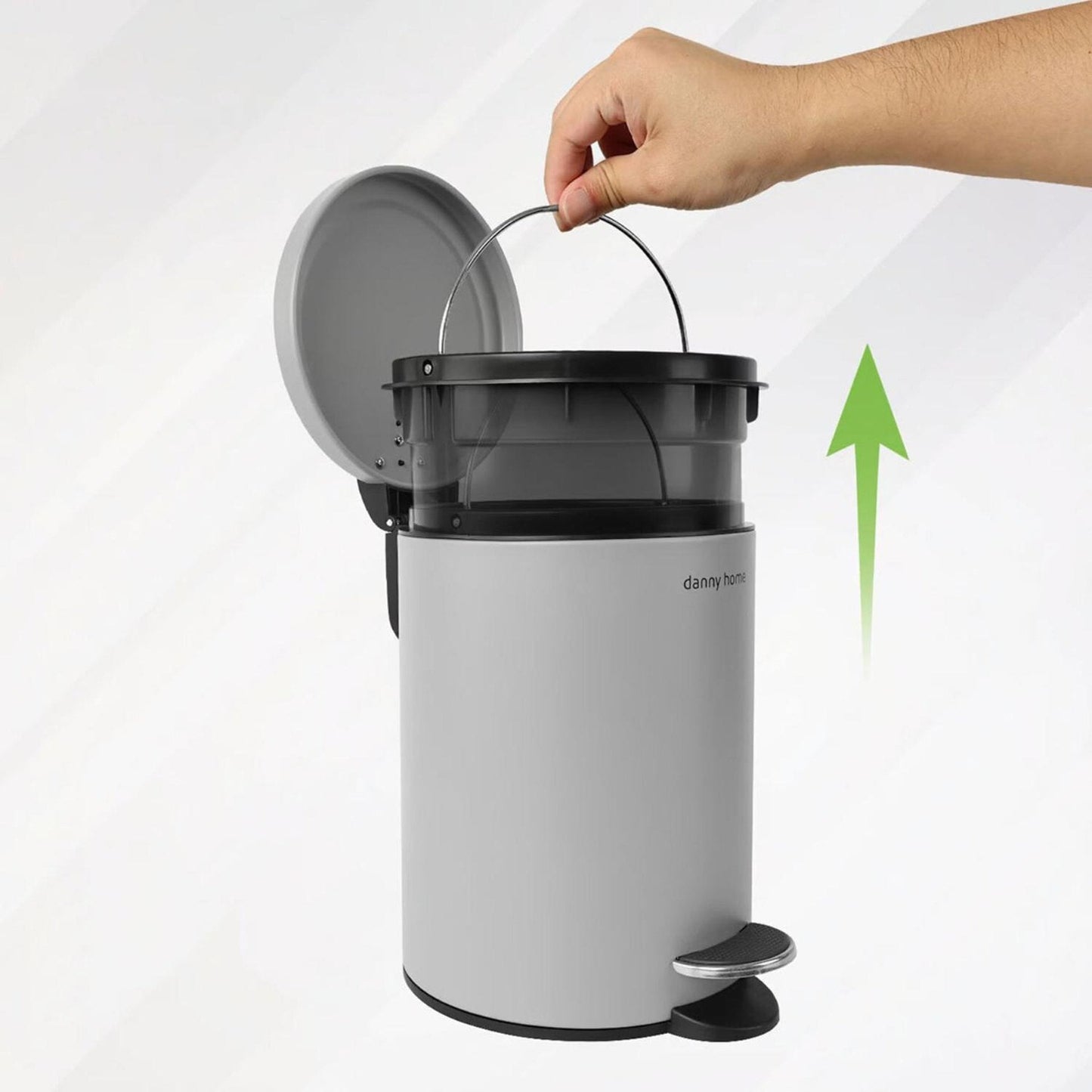 Danny Home 5L Carbon Steel Pedal Trash Can – Matte White