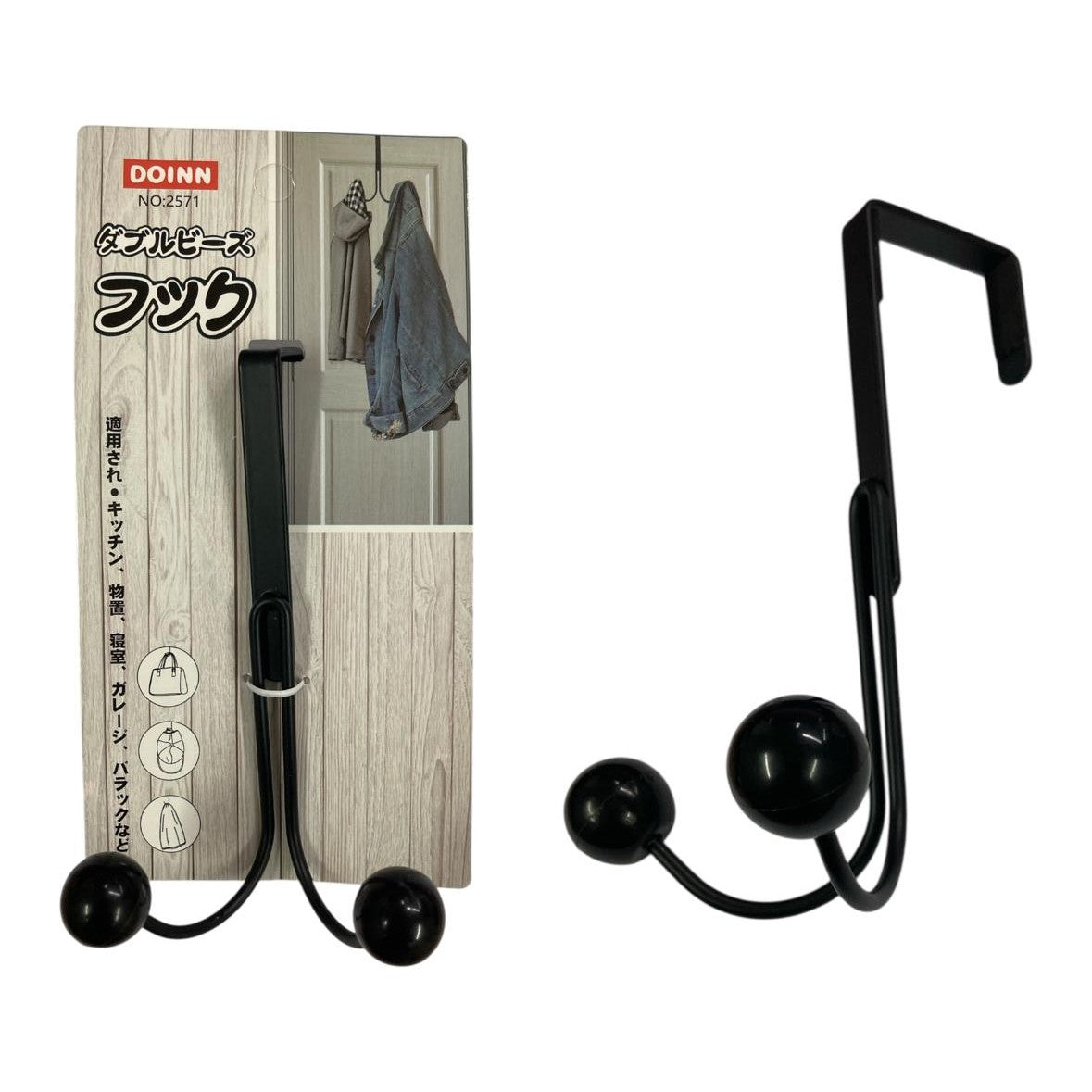 DOINN Black Metallic over the door hanger with 2 hooks