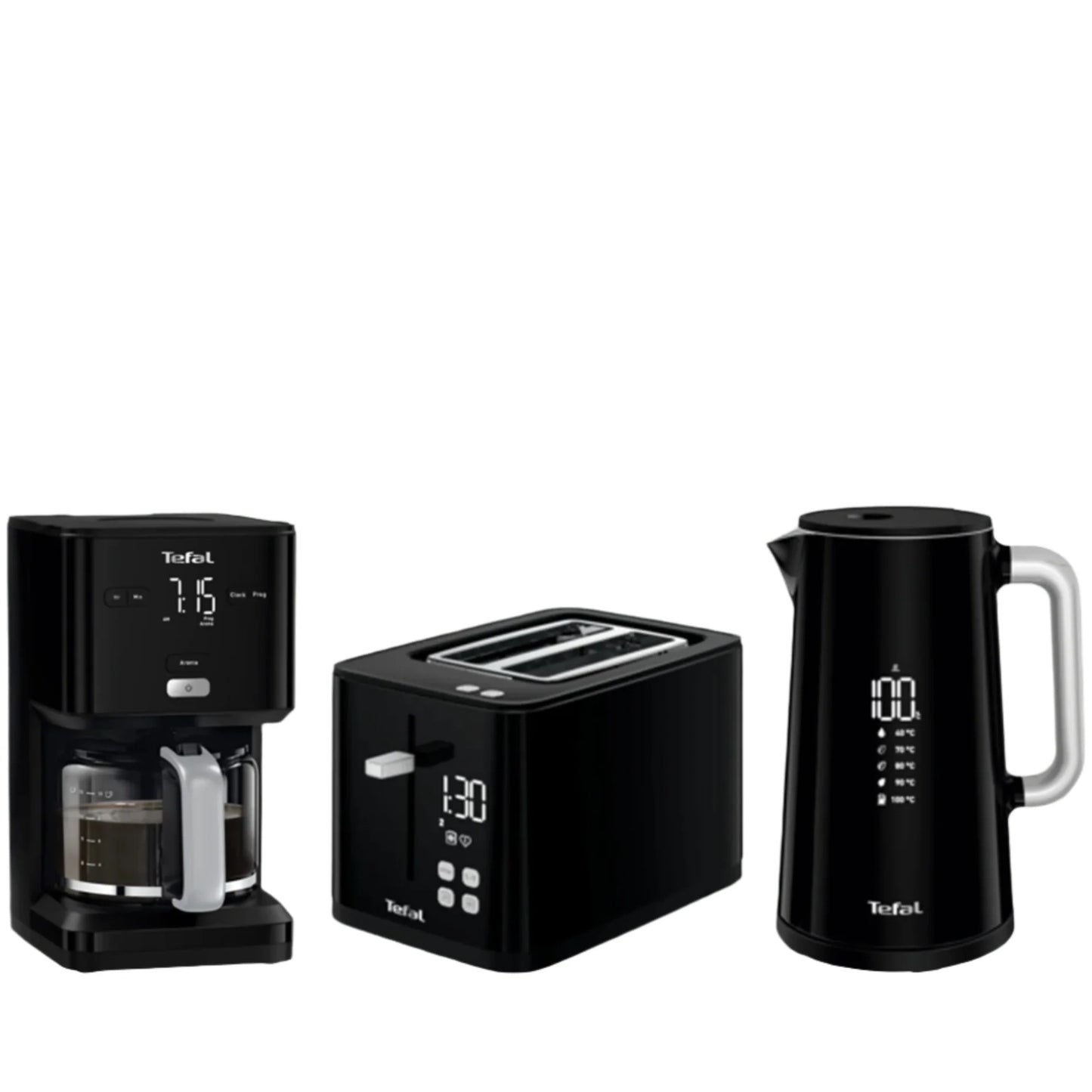 Smart'n Light Morning Set 3pcs Digital Kettle Toaster Coffee Maker Black . Tefal . SmartLight3