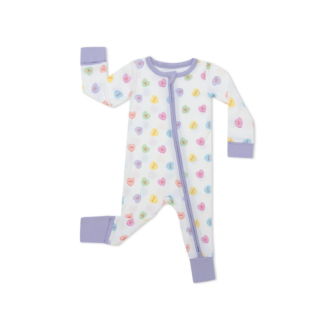 TeeJayz Candy Heart Bamboo Zippy Onesie 0-3 Months
