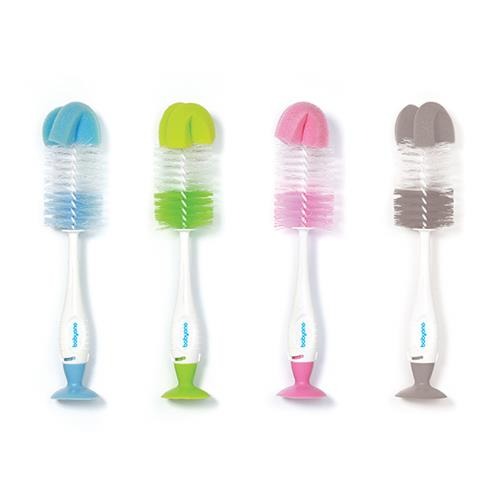 Babyono Bottle & Nipple Brush with Suction Cup – Gray