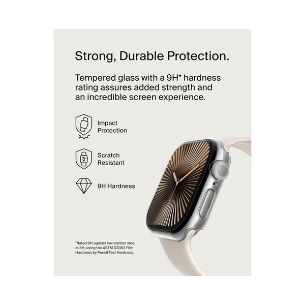 Belkin, OWA002HQCL ScreenForce TemperedCurve 2-in-1 Apple Watch Screen Protector for Series 10 (42mm), Apple Watch case with 360˚ protection and protective bumper, tempered glass screen protector - clear