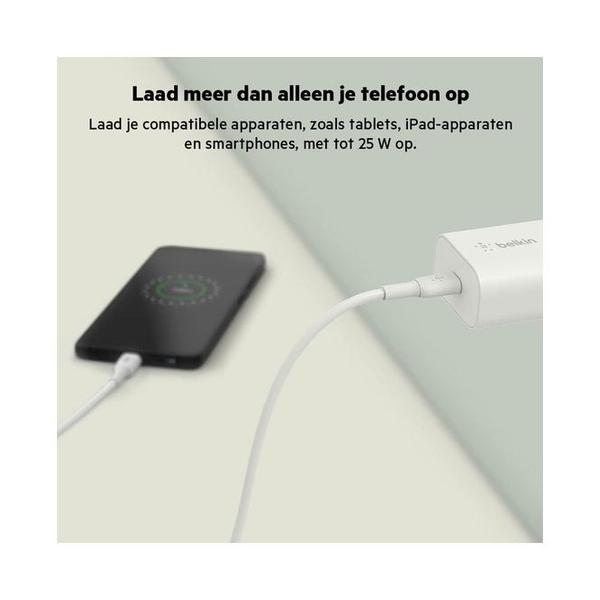 Belkin, WCA004vf1MWH-B6 Boost Charge USB-C PD 3.0 PPS Wall Charger 25W + USB-C Cable