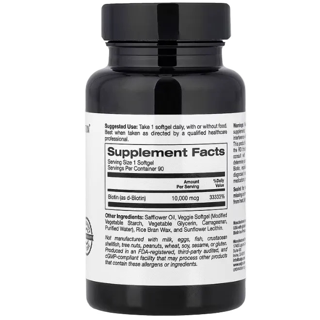 California Gold Nutrition, Biotin, 10,000 mcg, 90 Veggie Softgels