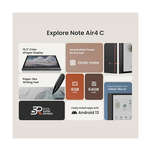 BOOX Tablet Note Air 4C 6G 64G E Ink Tablet Color ePaper Notebook