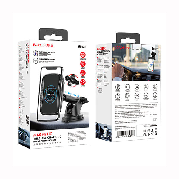 Borofone Wireless Car Charger BH35 Magnetic In-car Holder