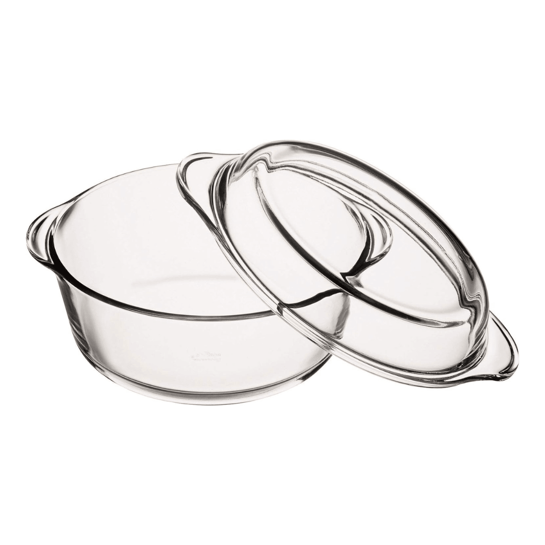 Borosilicate Glass Circular Casserole With Lid 2.07L