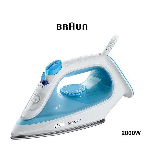 Braun Steam Iron, 2000W, 120g Steam Shot per Minute, Super Ceramic Soleplate, Self Clean, Anti Drip, 220ML Water Tank, Water Spray, 50% Energy Saving, SI1050BL