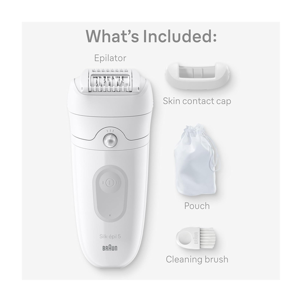 Braun Epilator Silk-épil 5, Hair Removal Device, Women Shaver & Trimmer, Wet and Dry, Includes Skin Contact Cap, SE5011