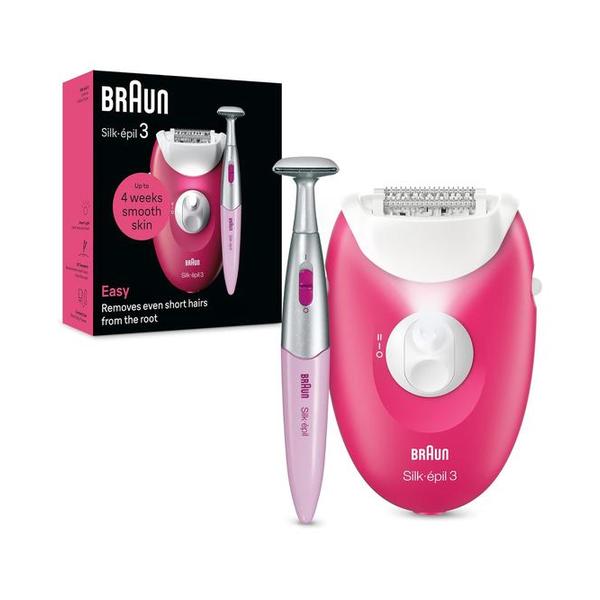 Braun Silk-épil 3 Epilator Removes Even Short Hairs From The Root Smart Light, Bikini Styler Included SE 3-202