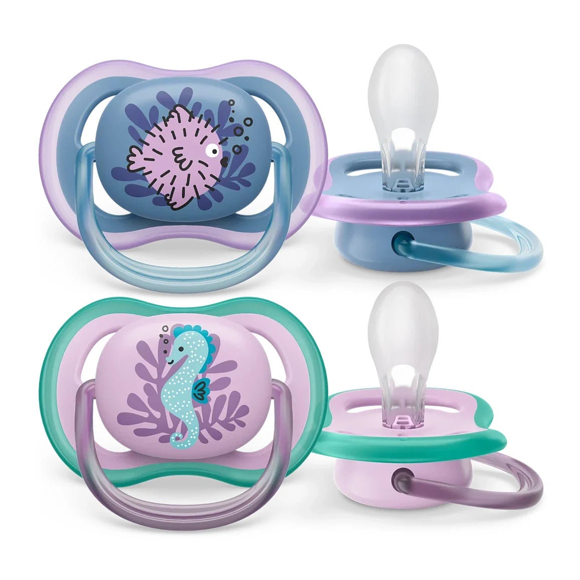 avent 2 ultra air design soothers fish 6-18m - girl 085/61