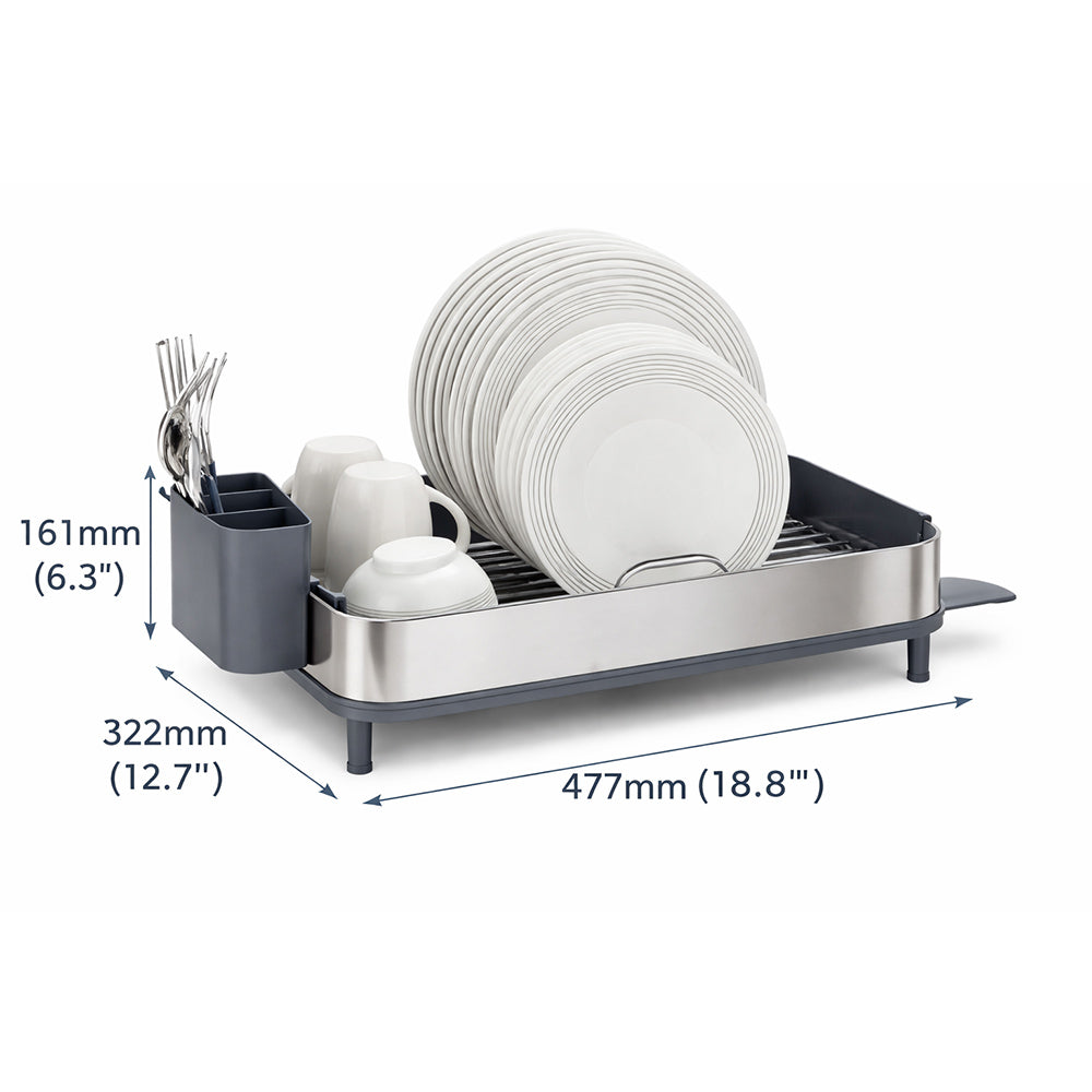 Stainless Steel Dish Rack with Drip Tray and Cutlery Holder