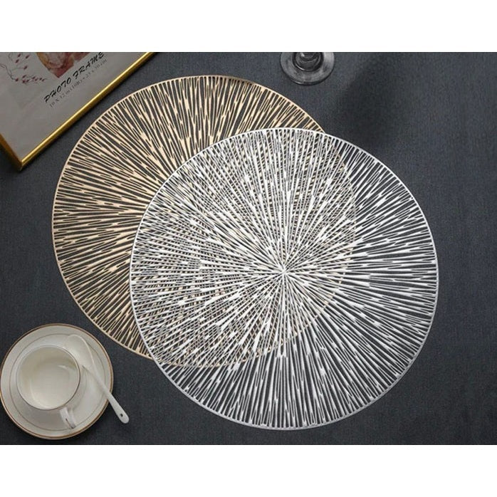 Round Golden or Silver Table Placemat 38 cm