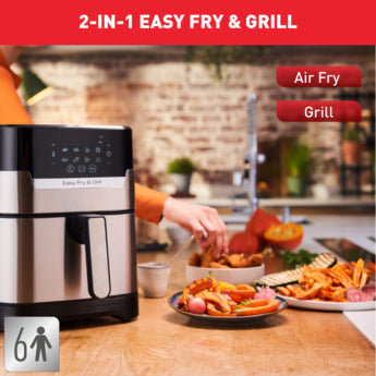 Tefal EasyFry Precision+ 2-in-1 Air Fryer and Grill 4.2 Litre Stainless Steel 1400W