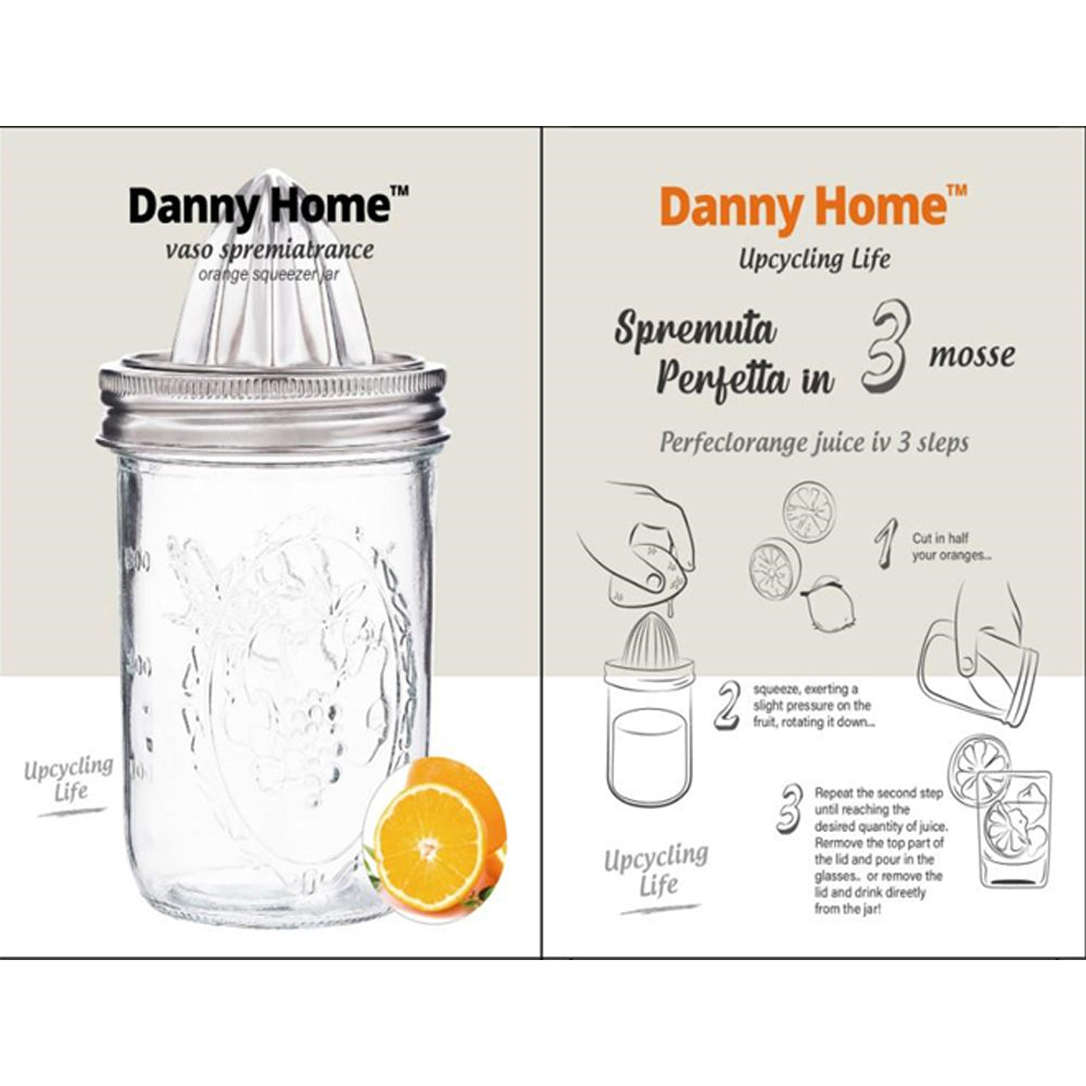 Danny Home Stainless Steel Manual Citrus Juicer With Glass Jar 300ml