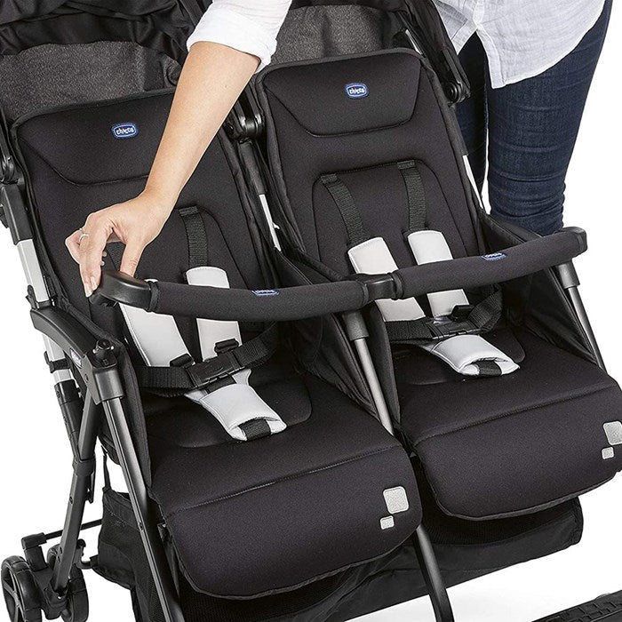 Chicco - Ohlala Twin Baby Stroller W/Rain Cover & Confort Kit - Black
