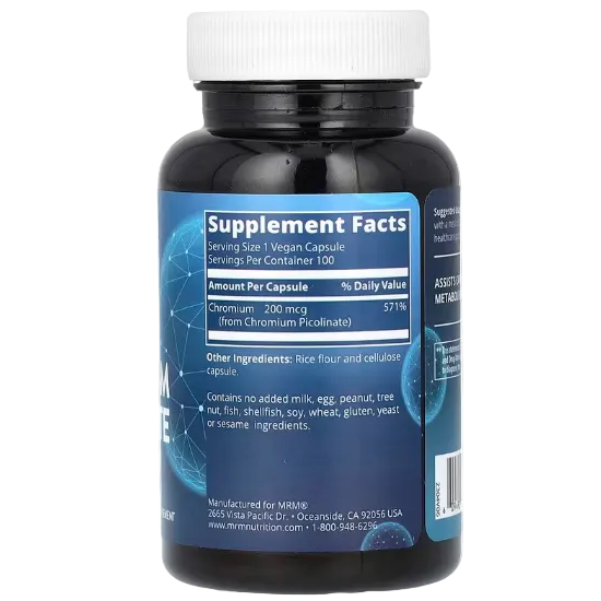 MRM Nutrition, Chromium Picolinate, 100 Vegan Capsules (200 mcg per Capsule)