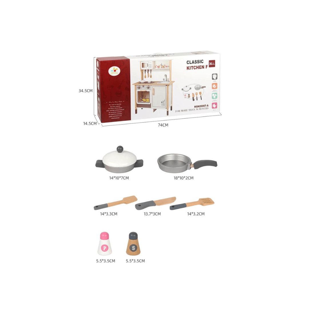 Classic Cute White Wooden Kitchen Toy