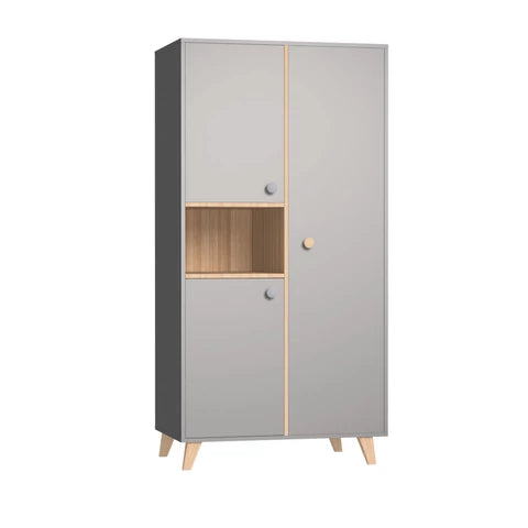 Faktum - Colette Wardrobe 2 Door Baby Wardrobe - Soft-Close Doors - Grey