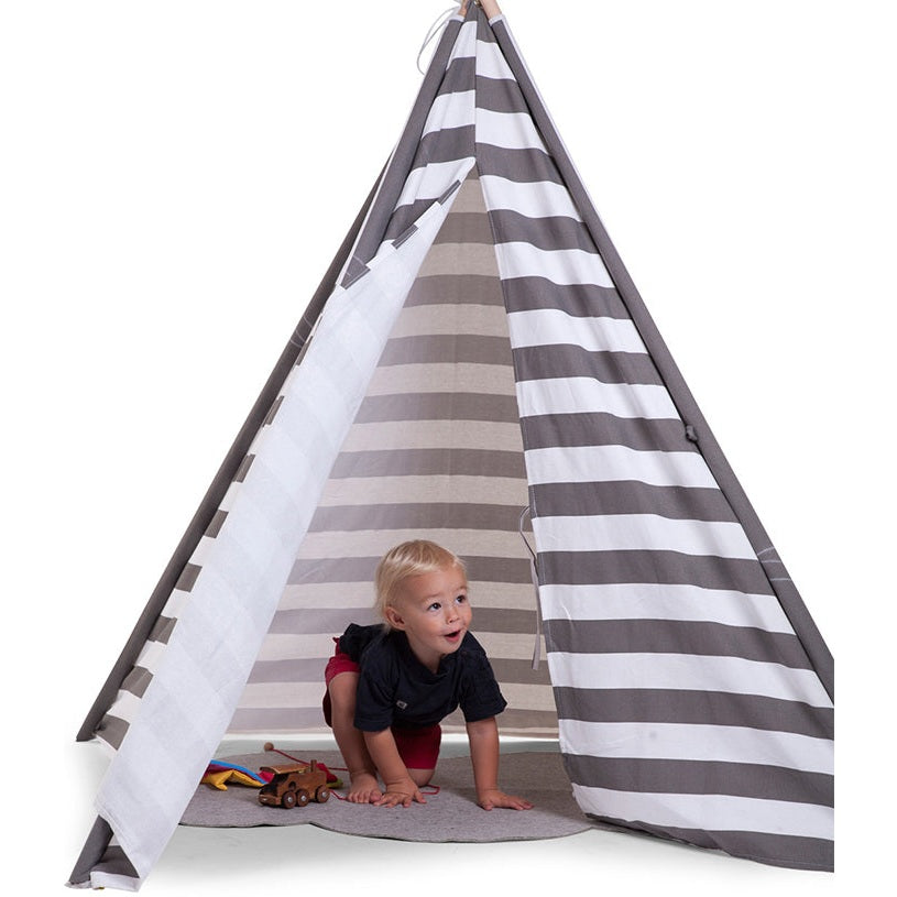 Childhome Tent Wood Grey Zigzag White Play Tent