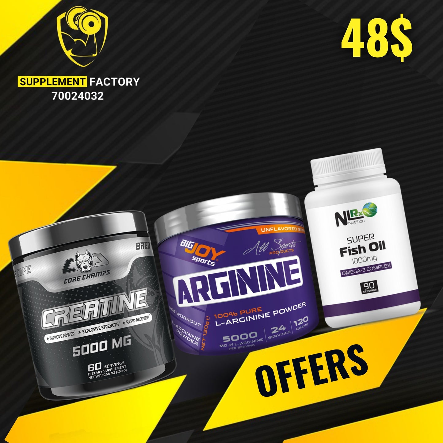 Creatine + Arginine + Fishoil