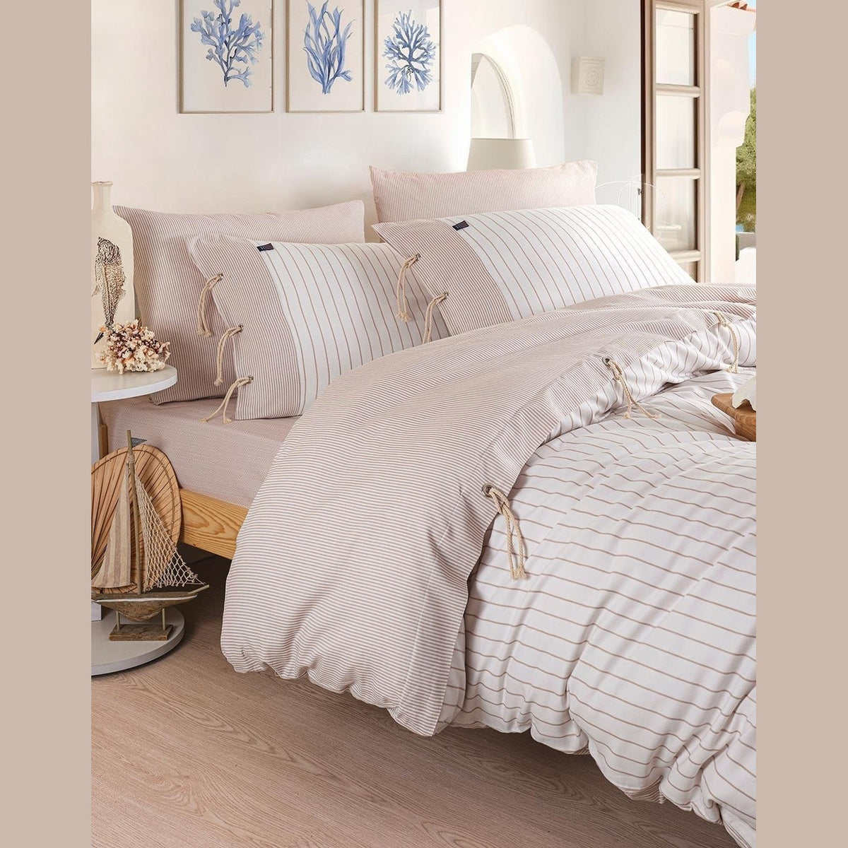 Cruise Double Yarn Dyed Duvet Cover Set - Beige