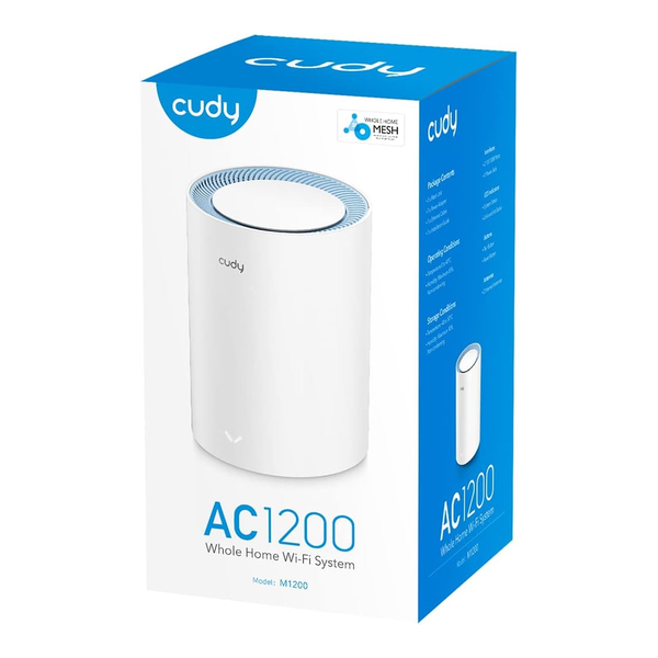Cudy M1200 AC1200 Whole Home Mesh WiFi System, 2.4GHz 5GHz Dual Band WiFi Router, Range Extender and Router, VPN, IPv6, DDNS, 1-Pack