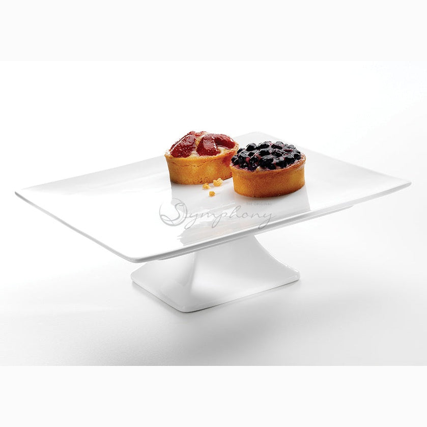Symphony square cake plate wih foot 30cm