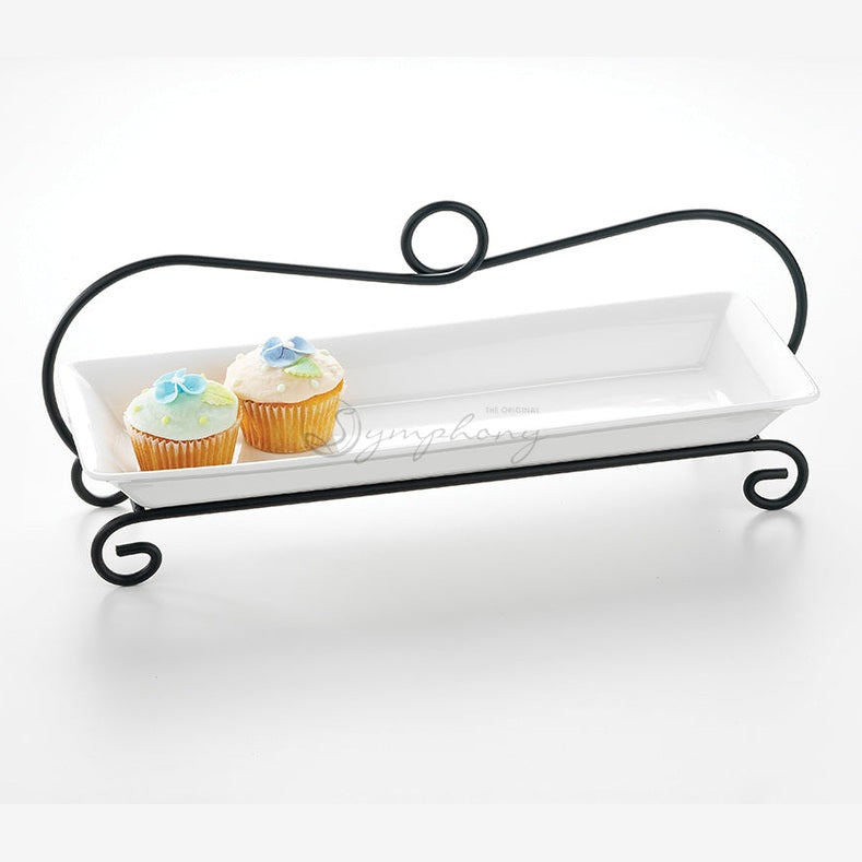 Symphony rectangular platter with metal rack