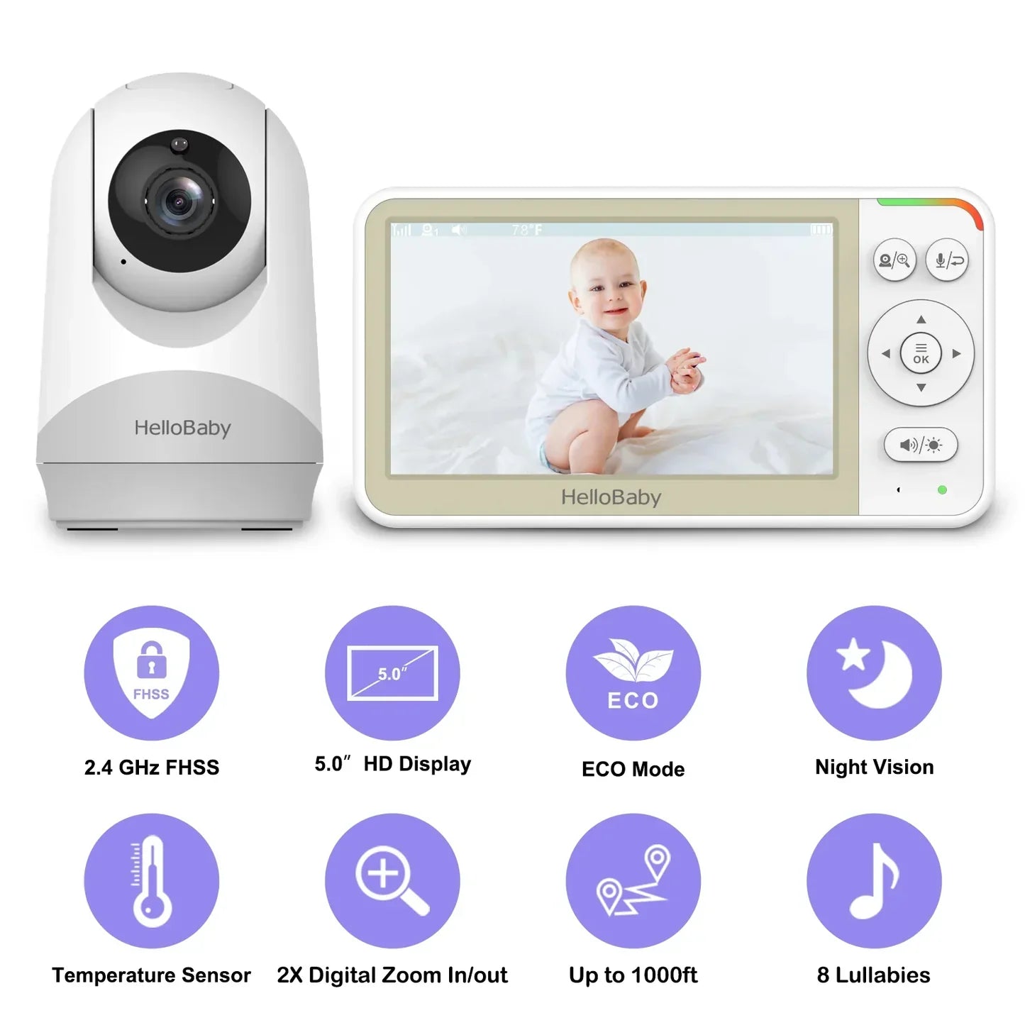 Hello baby 5.00 video(hb6256) baby monitor wire techonology