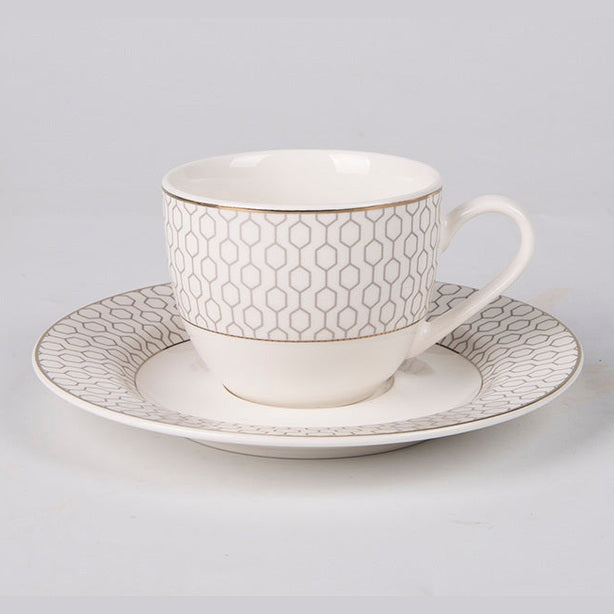 Symphony arris silver coffee cup/saucer 6pcs 10cl