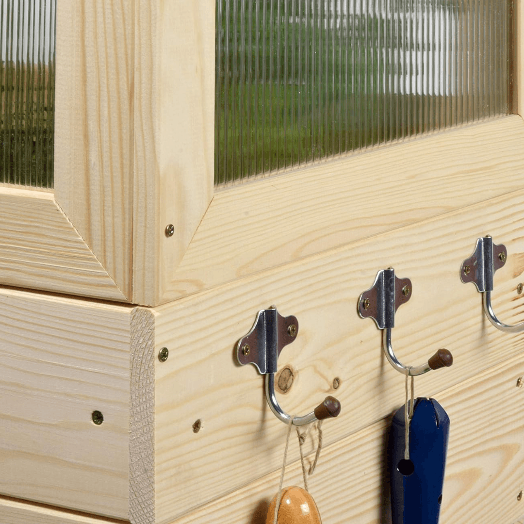 Dobar Raised Wooden Greenhouse with Table & Hooks
