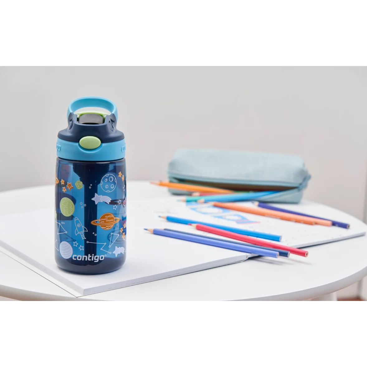 Contigo Easy Clean AUTOSPOUT™ Kids Water Bottle, 420 ml (Blueberry Cosmos)