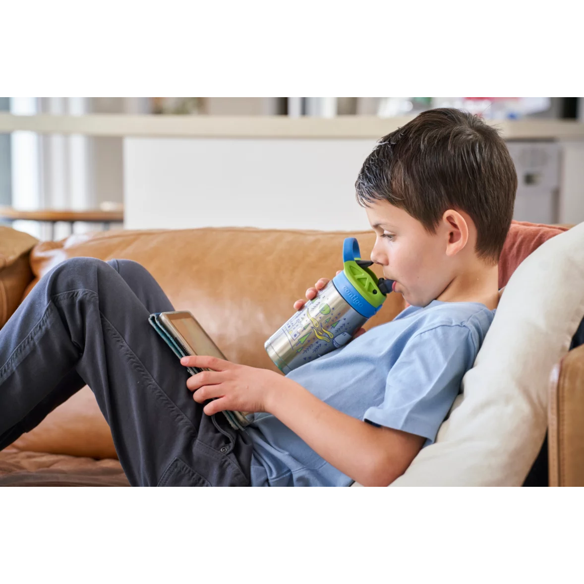Contigo Easy Clean AUTOSPOUT™ Kids Vacuum-Insulated Water Bottle, 380 ml (Fire Dragon)