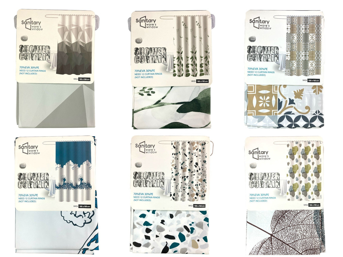EVA and PE Shower Curtain 180x180
