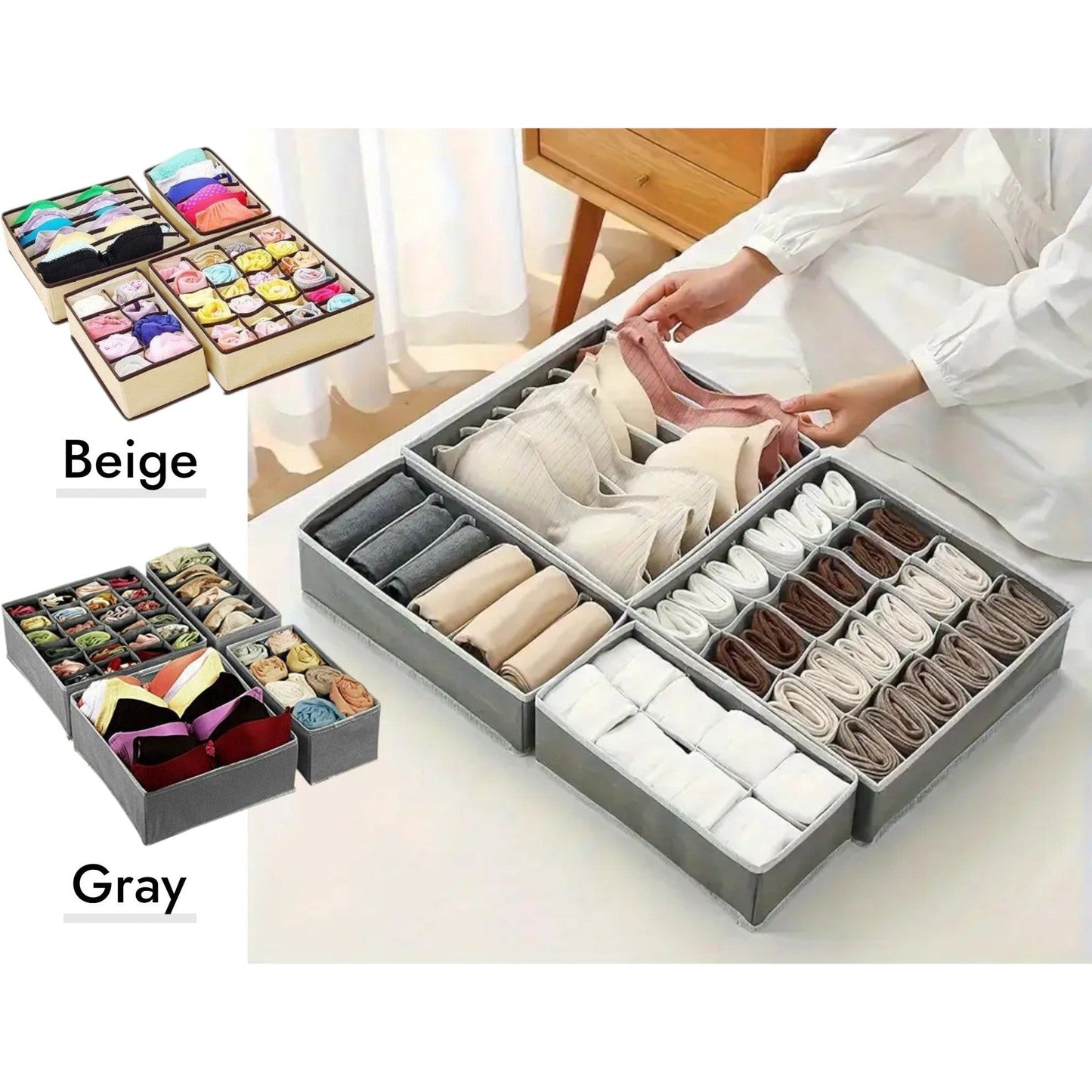 Set of 4 Non Woven Organizers for Drawer Organization