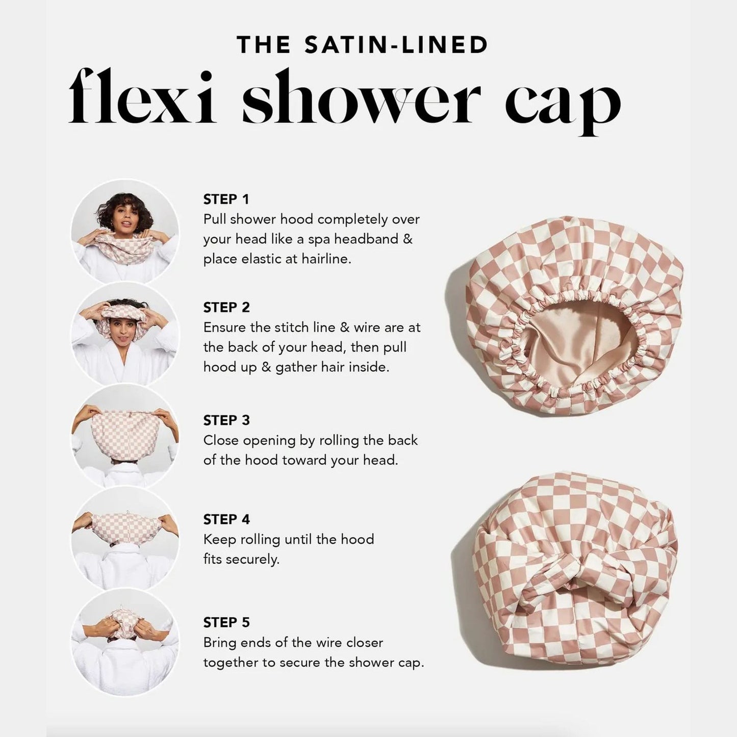 Satin-Lined Flexi Shower Cap