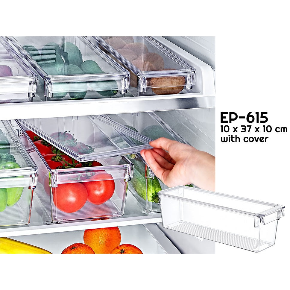 Clear Fridge Organizer with Cover 37 x 10 x 10 cm