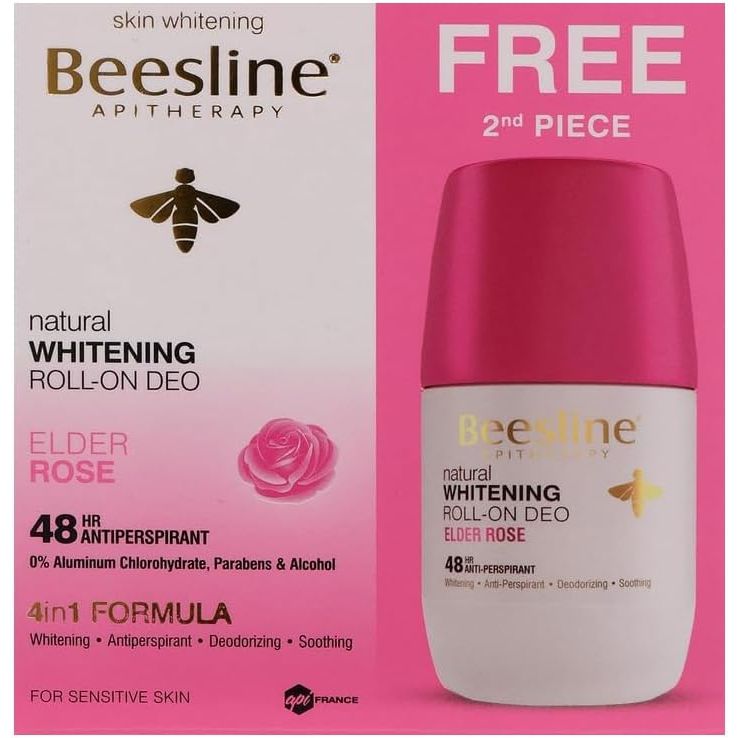 Beesline Natural Whitening Roll-On Deo Elder Rose 1+1 Free