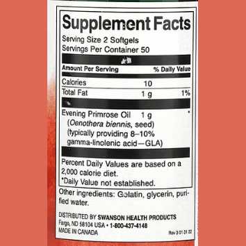 Swanson Evening Primrose Oil – 500 mg | 100 Softgels