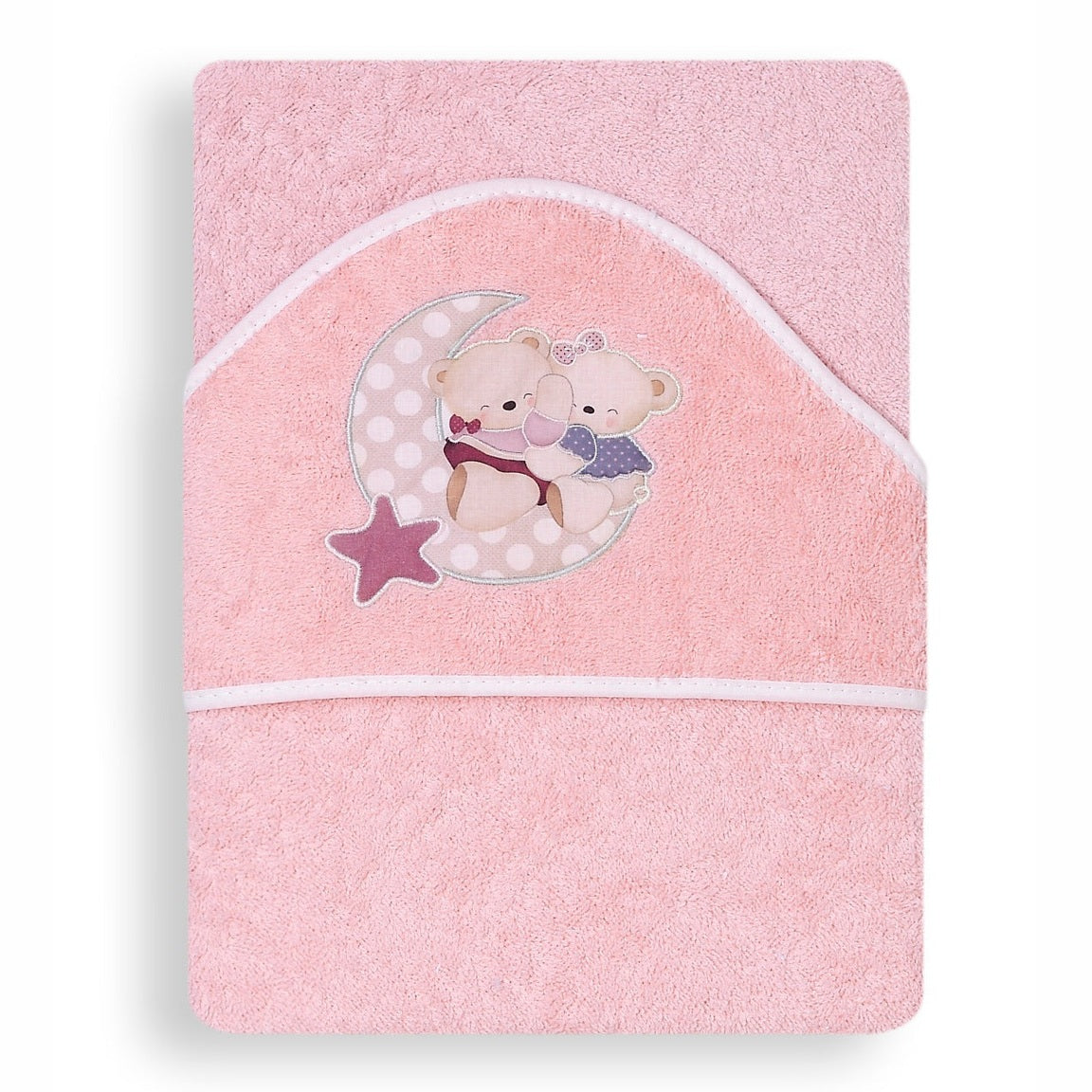 Interbaby Bath Towel Teddy With Moon Pink