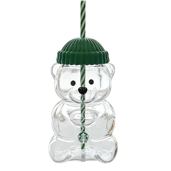 Bearista Glass Cup With Straw 600ml X1550
