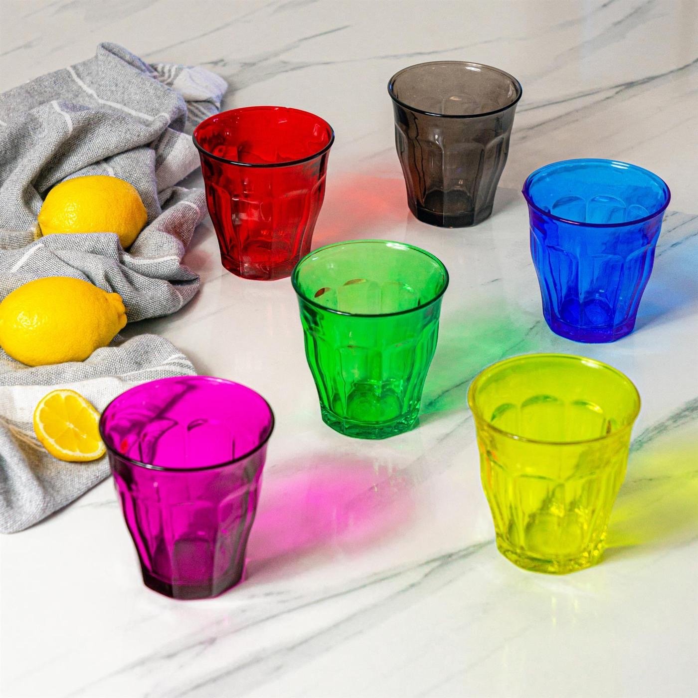 Duralex picardie tumbler mixed colors set of 6 - 25cl