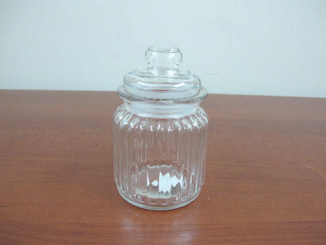 Small Glass Jar Lined Design