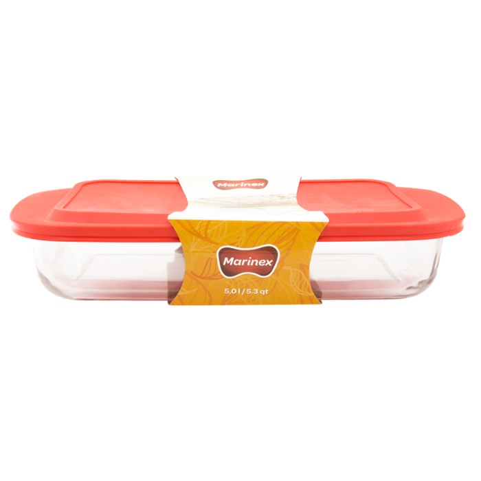 Marinex deep rectangular baking dish with plastic lid