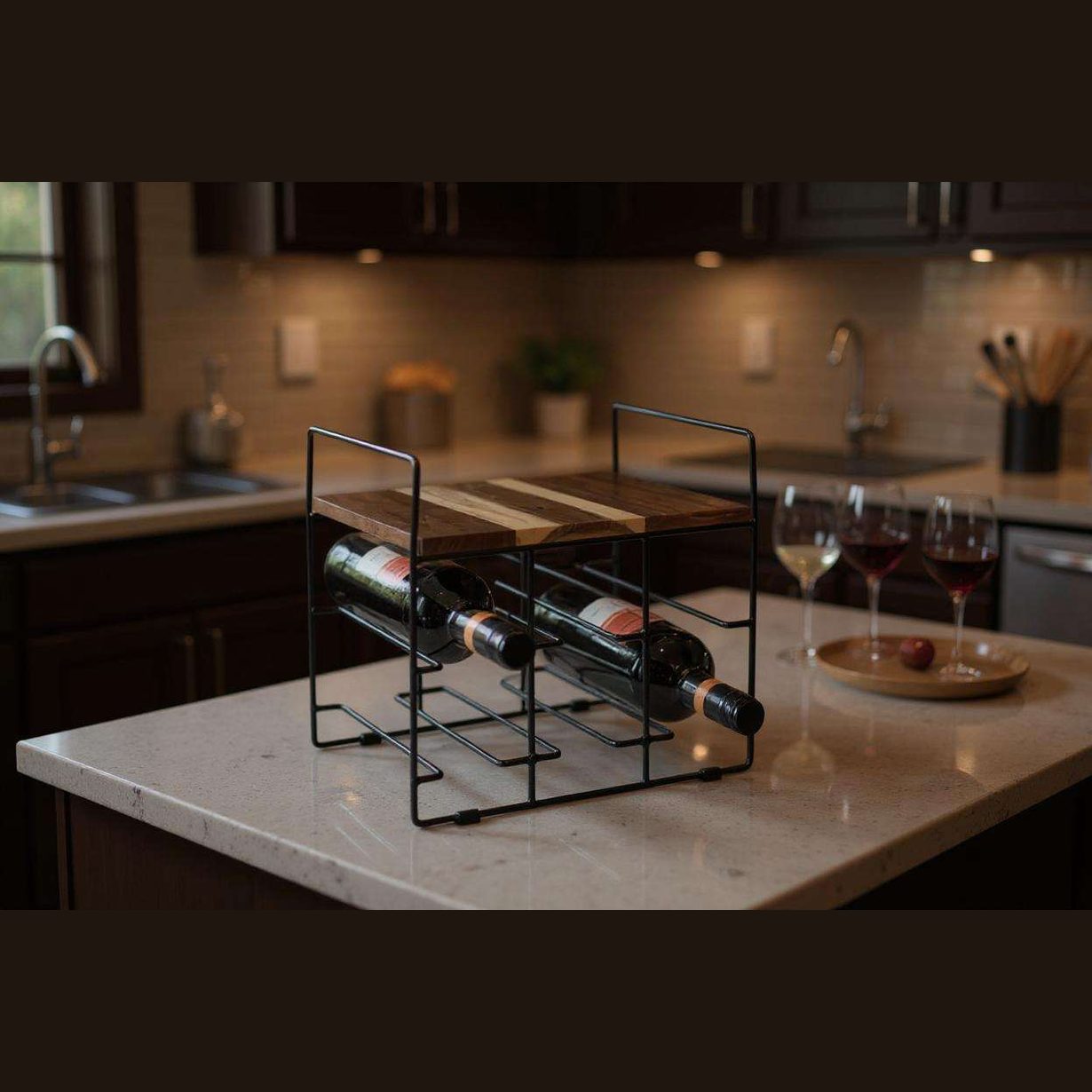 Wine Rack for 6 Bottles with Shelf by Wenko