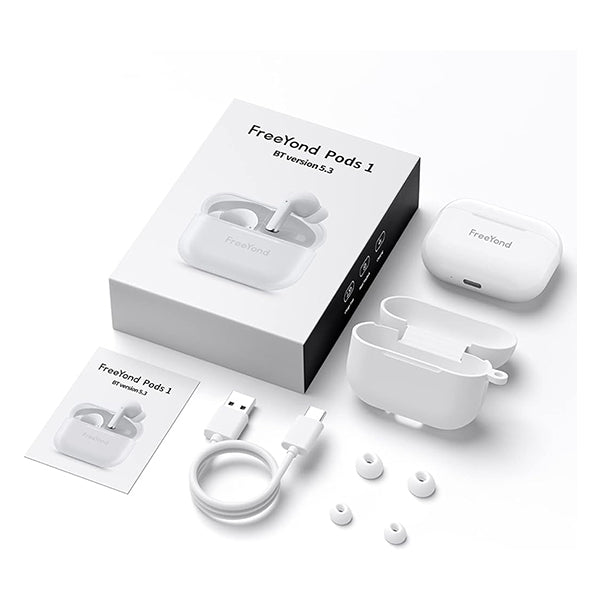 FreeYond Pods1 TWS Bluetooth 5.3 Wireless Headset with Microphone, Boom Design, IPX4, 30 Hours Battery Life