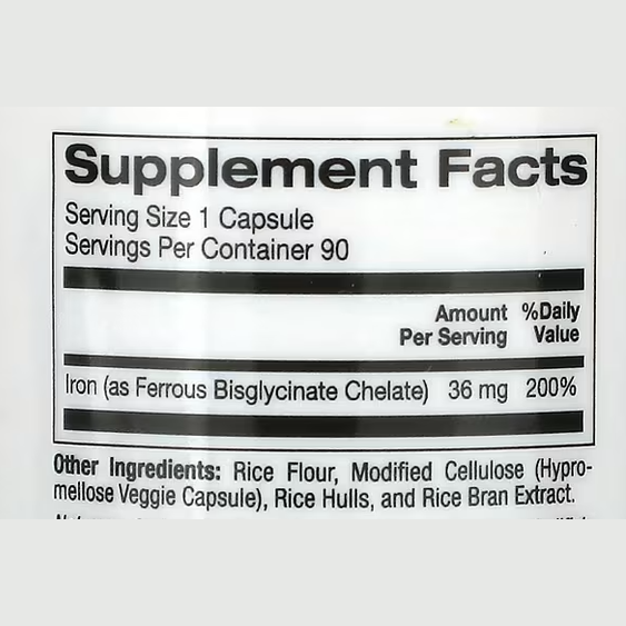 California Gold Nutrition, Ferrochel Iron (Bisglycinate), 36 mg, 90 Veggie Capsules